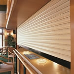 serving hatch and bar shutters in aluminium and steel